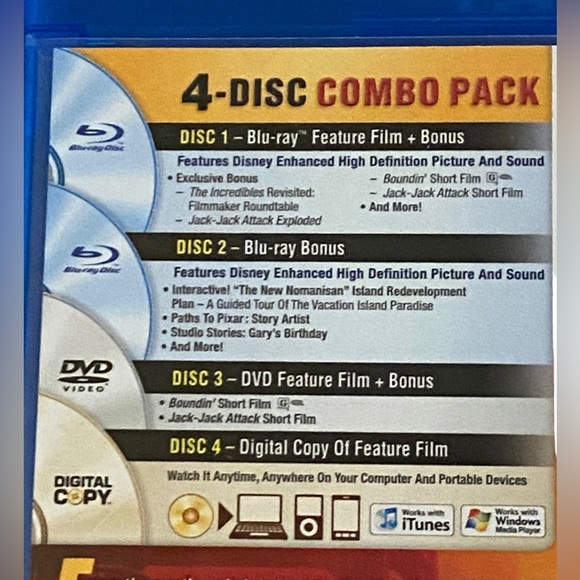 The Incredibles (2 Blu-Ray+DVD, 2011, 4-Disc Set, Includes Digital Copy)(Disney) - Picture 6 of 15